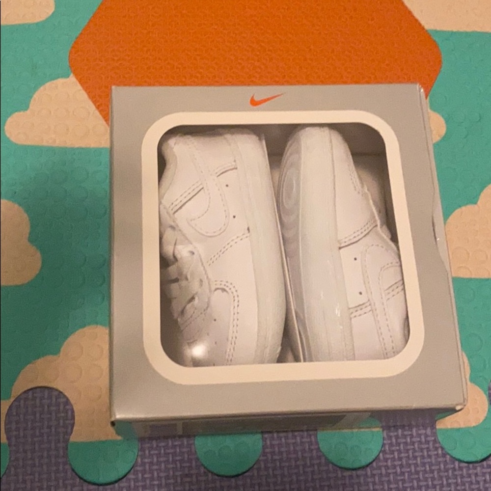 Nike Baby Air Force 1 Soft Bottom Shoes White